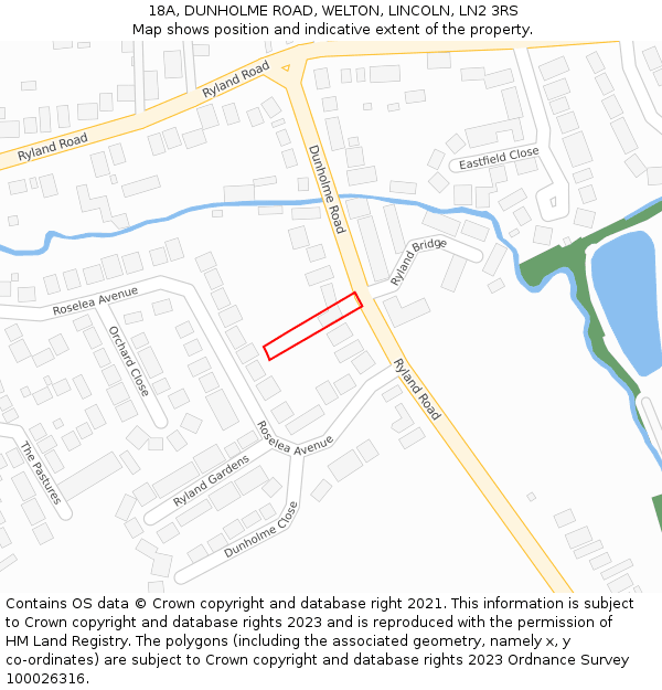 18A, DUNHOLME ROAD, WELTON, LINCOLN, LN2 3RS: Location map and indicative extent of plot