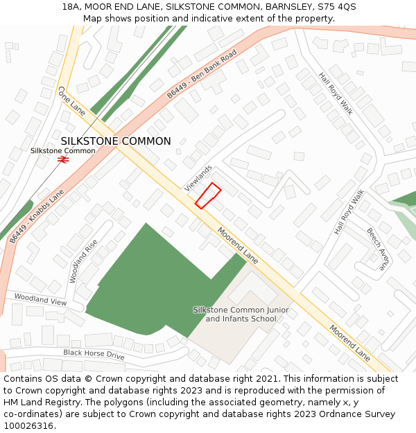 18A, MOOR END LANE, SILKSTONE COMMON, BARNSLEY, S75 4QS: Location map and indicative extent of plot