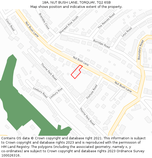 18A, NUT BUSH LANE, TORQUAY, TQ2 6SB: Location map and indicative extent of plot