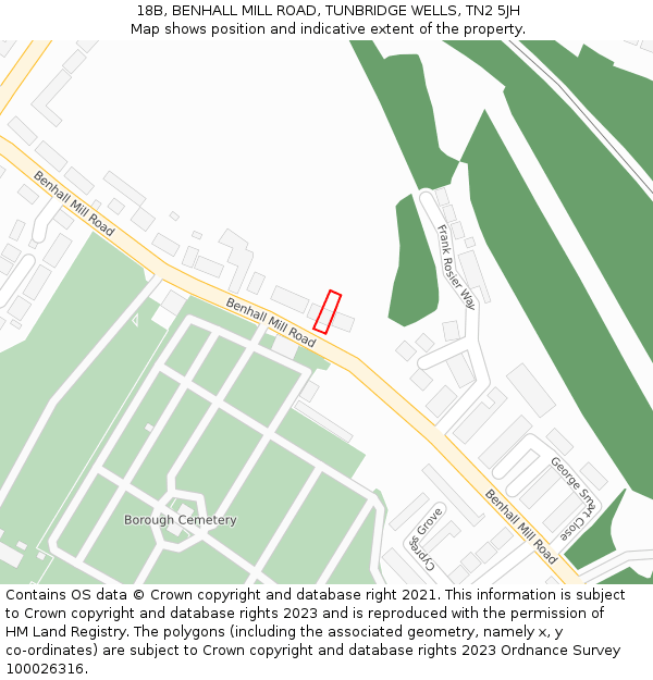 18B, BENHALL MILL ROAD, TUNBRIDGE WELLS, TN2 5JH: Location map and indicative extent of plot