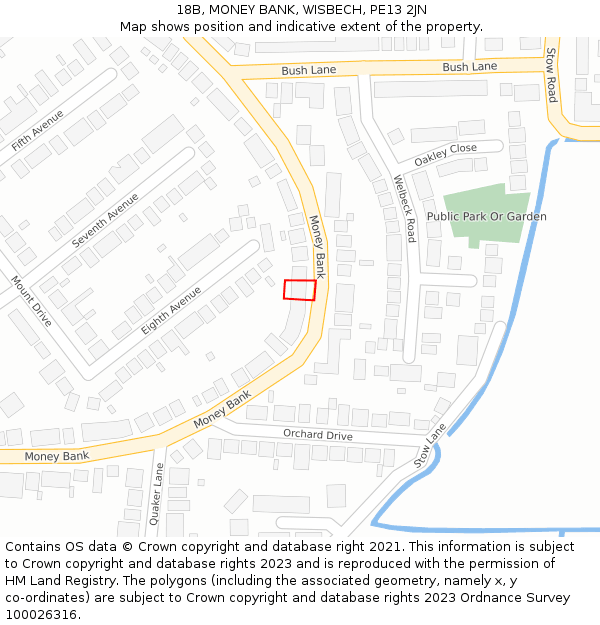 18B, MONEY BANK, WISBECH, PE13 2JN: Location map and indicative extent of plot