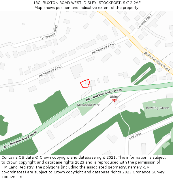 18C, BUXTON ROAD WEST, DISLEY, STOCKPORT, SK12 2AE: Location map and indicative extent of plot