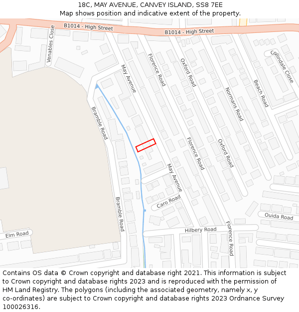 18C, MAY AVENUE, CANVEY ISLAND, SS8 7EE: Location map and indicative extent of plot
