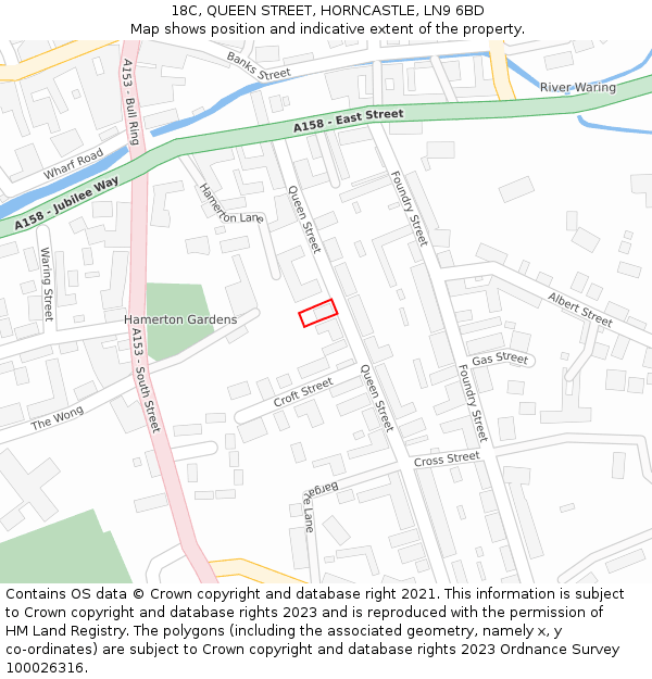 18C, QUEEN STREET, HORNCASTLE, LN9 6BD: Location map and indicative extent of plot