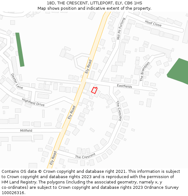 18D, THE CRESCENT, LITTLEPORT, ELY, CB6 1HS: Location map and indicative extent of plot