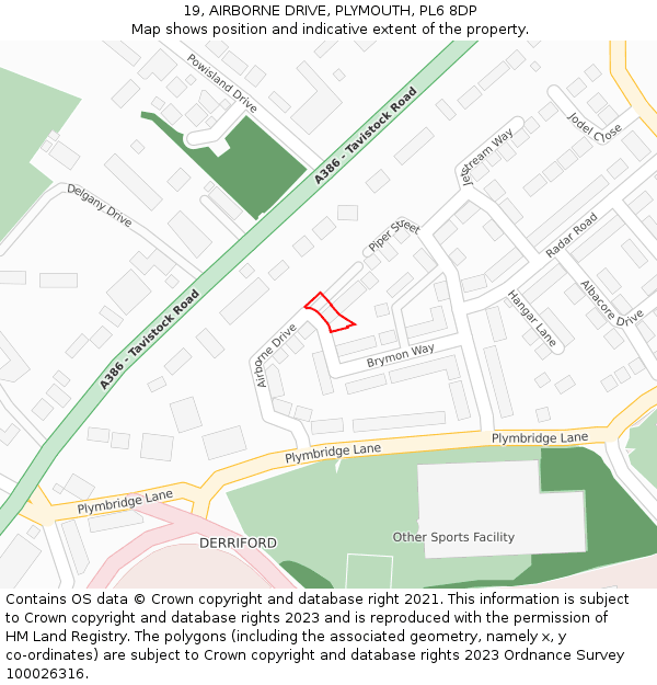 19, AIRBORNE DRIVE, PLYMOUTH, PL6 8DP: Location map and indicative extent of plot