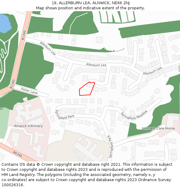 19, ALLERBURN LEA, ALNWICK, NE66 2NJ: Location map and indicative extent of plot