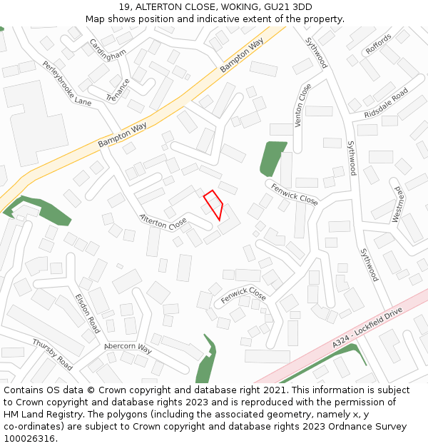 19, ALTERTON CLOSE, WOKING, GU21 3DD: Location map and indicative extent of plot
