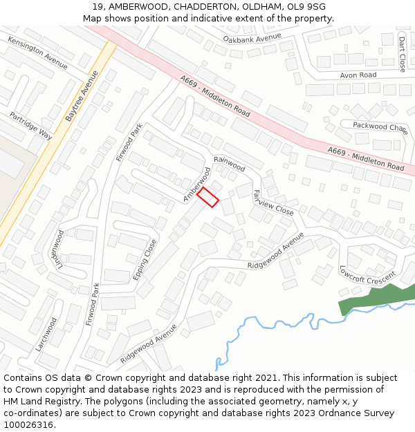 19, AMBERWOOD, CHADDERTON, OLDHAM, OL9 9SG: Location map and indicative extent of plot