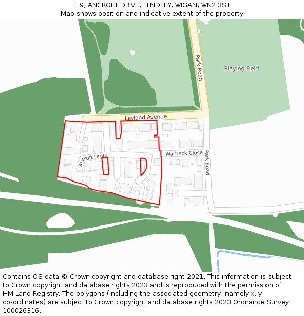 19, ANCROFT DRIVE, HINDLEY, WIGAN, WN2 3ST: Location map and indicative extent of plot