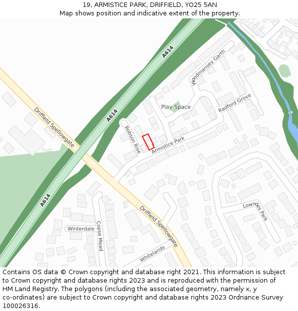 19, ARMISTICE PARK, DRIFFIELD, YO25 5AN: Location map and indicative extent of plot