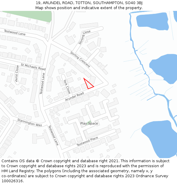 19, ARUNDEL ROAD, TOTTON, SOUTHAMPTON, SO40 3BJ: Location map and indicative extent of plot