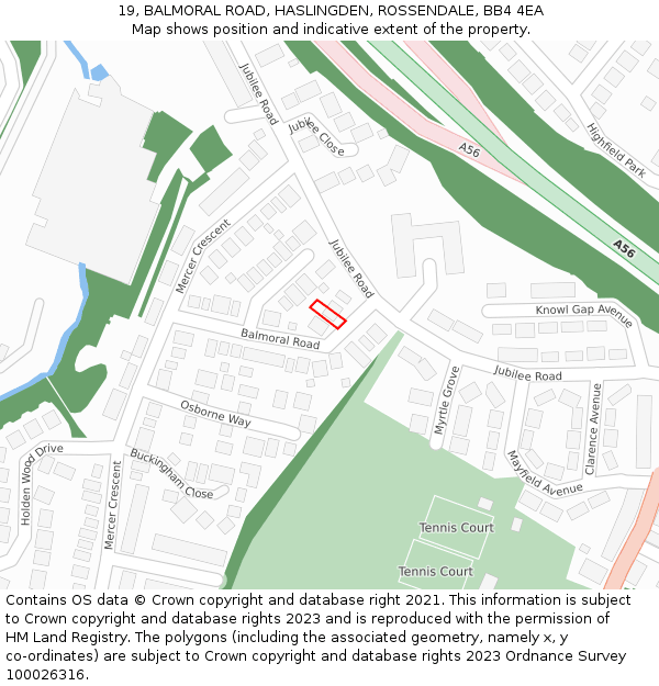 19, BALMORAL ROAD, HASLINGDEN, ROSSENDALE, BB4 4EA: Location map and indicative extent of plot