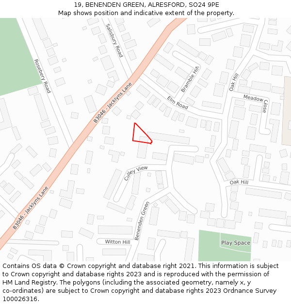 19, BENENDEN GREEN, ALRESFORD, SO24 9PE: Location map and indicative extent of plot
