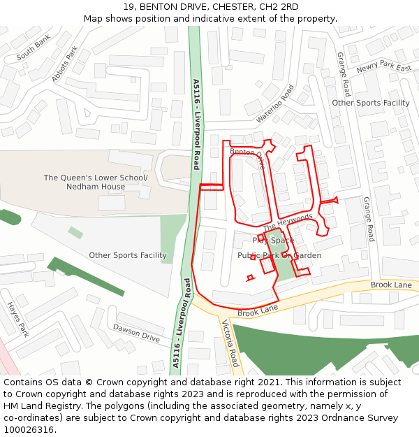 19, BENTON DRIVE, CHESTER, CH2 2RD: Location map and indicative extent of plot