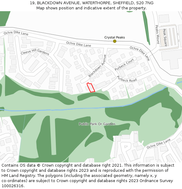 19, BLACKDOWN AVENUE, WATERTHORPE, SHEFFIELD, S20 7NG: Location map and indicative extent of plot