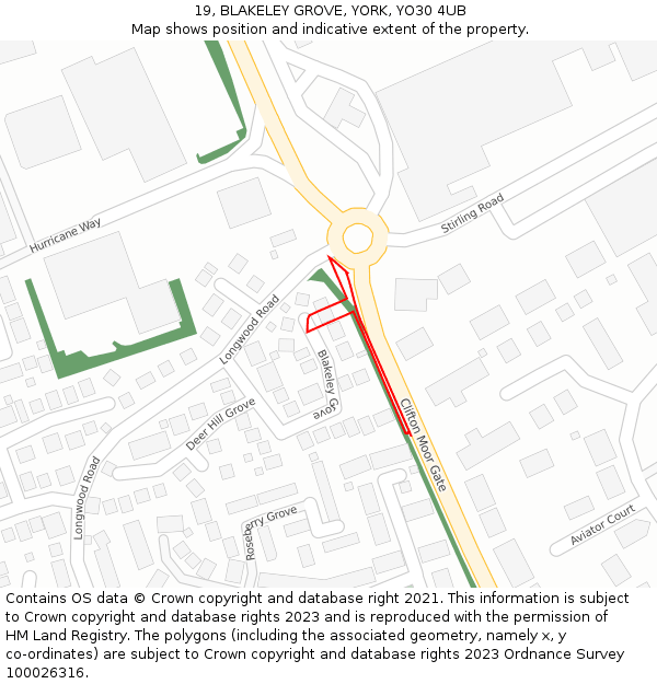 19, BLAKELEY GROVE, YORK, YO30 4UB: Location map and indicative extent of plot