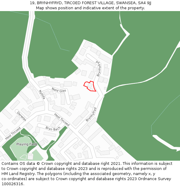 19, BRYNHYFRYD, TIRCOED FOREST VILLAGE, SWANSEA, SA4 9JJ: Location map and indicative extent of plot