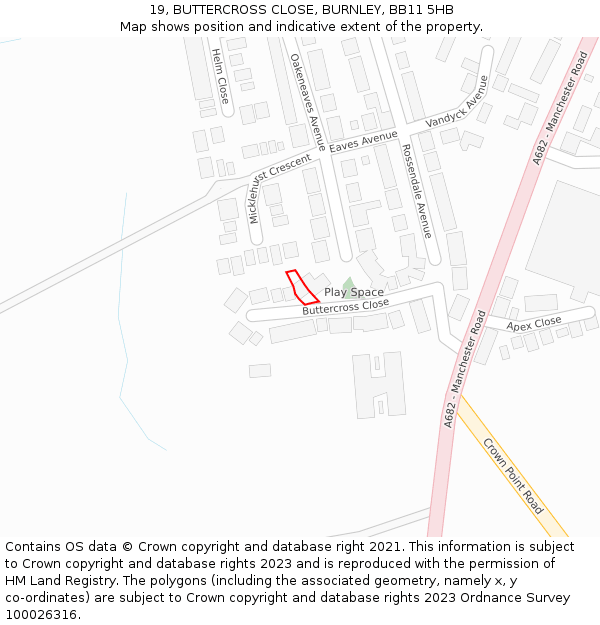 19, BUTTERCROSS CLOSE, BURNLEY, BB11 5HB: Location map and indicative extent of plot