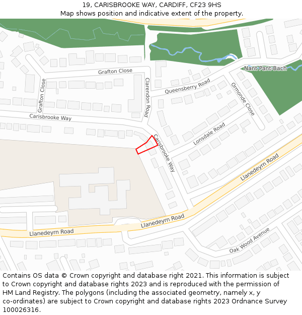 19, CARISBROOKE WAY, CARDIFF, CF23 9HS: Location map and indicative extent of plot