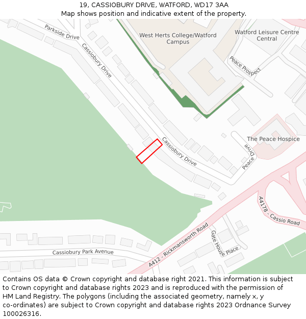 19, CASSIOBURY DRIVE, WATFORD, WD17 3AA: Location map and indicative extent of plot