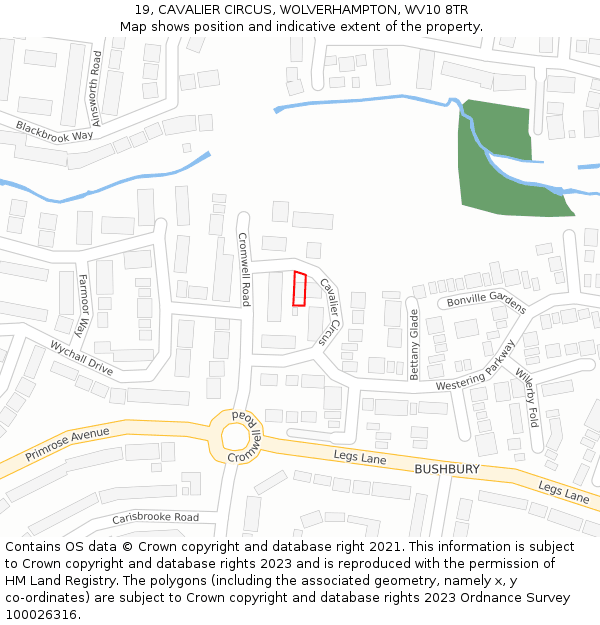 19, CAVALIER CIRCUS, WOLVERHAMPTON, WV10 8TR: Location map and indicative extent of plot