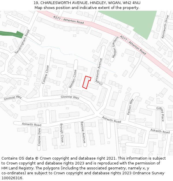 19, CHARLESWORTH AVENUE, HINDLEY, WIGAN, WN2 4NU: Location map and indicative extent of plot