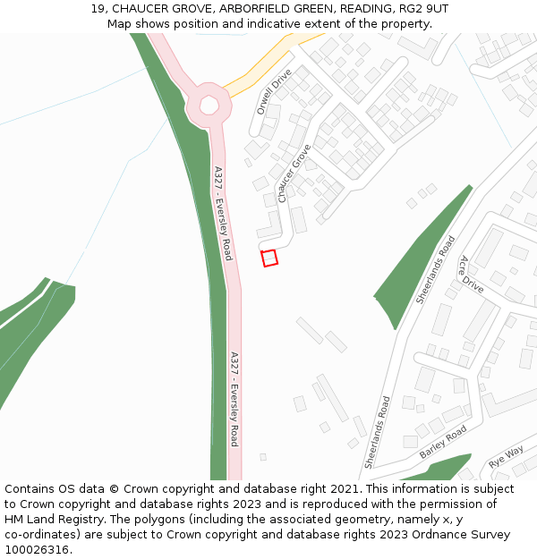 19, CHAUCER GROVE, ARBORFIELD GREEN, READING, RG2 9UT: Location map and indicative extent of plot