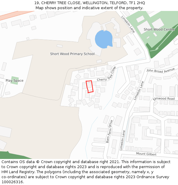 19, CHERRY TREE CLOSE, WELLINGTON, TELFORD, TF1 2HQ: Location map and indicative extent of plot