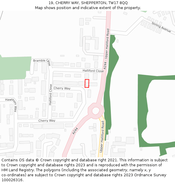 19, CHERRY WAY, SHEPPERTON, TW17 8QQ: Location map and indicative extent of plot