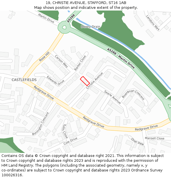19, CHRISTIE AVENUE, STAFFORD, ST16 1AB: Location map and indicative extent of plot