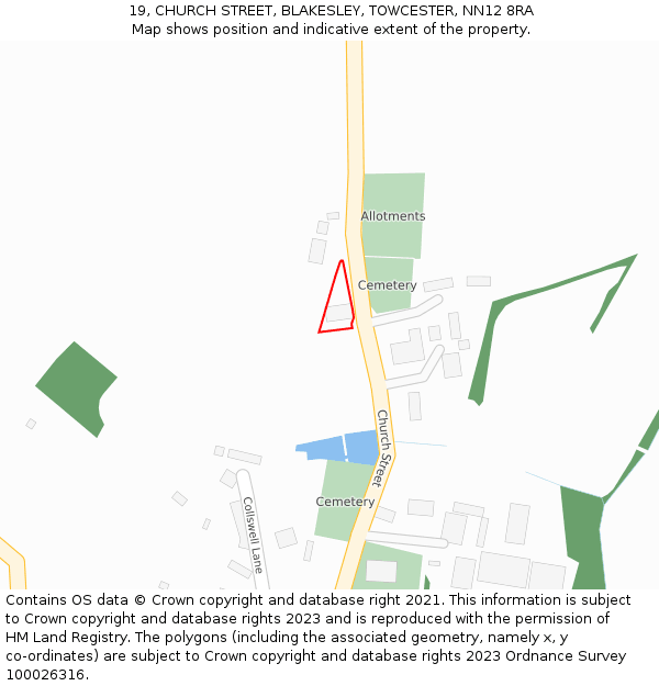 19, CHURCH STREET, BLAKESLEY, TOWCESTER, NN12 8RA: Location map and indicative extent of plot