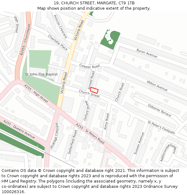 19, CHURCH STREET, MARGATE, CT9 1TB: Location map and indicative extent of plot