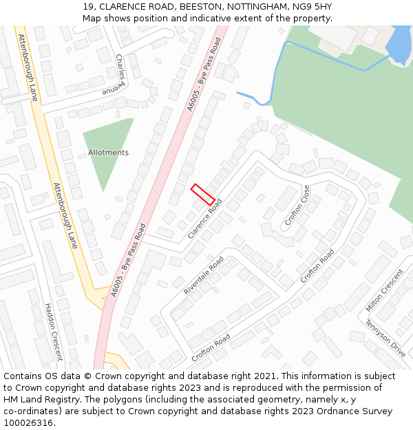 19, CLARENCE ROAD, BEESTON, NOTTINGHAM, NG9 5HY: Location map and indicative extent of plot