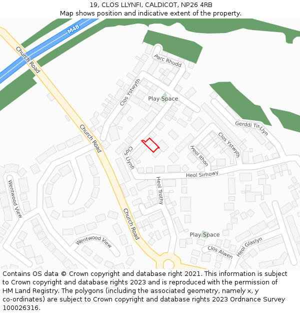 19, CLOS LLYNFI, CALDICOT, NP26 4RB: Location map and indicative extent of plot