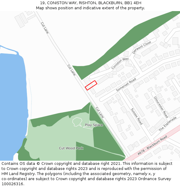 19, CONISTON WAY, RISHTON, BLACKBURN, BB1 4EH: Location map and indicative extent of plot