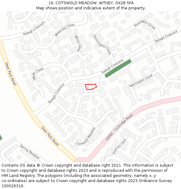 19, COTSWOLD MEADOW, WITNEY, OX28 5FA: Location map and indicative extent of plot