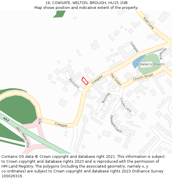19, COWGATE, WELTON, BROUGH, HU15 1NB: Location map and indicative extent of plot