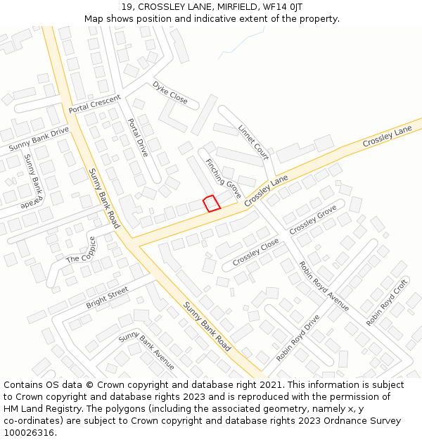 19, CROSSLEY LANE, MIRFIELD, WF14 0JT: Location map and indicative extent of plot