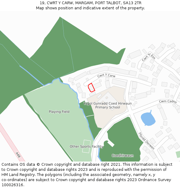 19, CWRT Y CARW, MARGAM, PORT TALBOT, SA13 2TR: Location map and indicative extent of plot