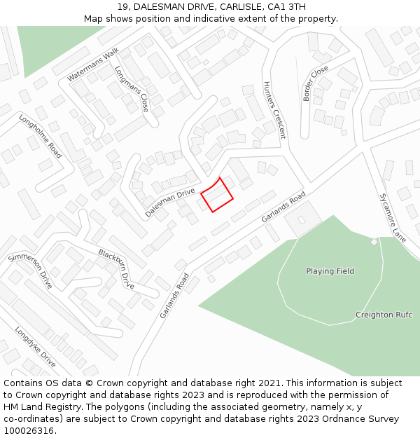 19, DALESMAN DRIVE, CARLISLE, CA1 3TH: Location map and indicative extent of plot