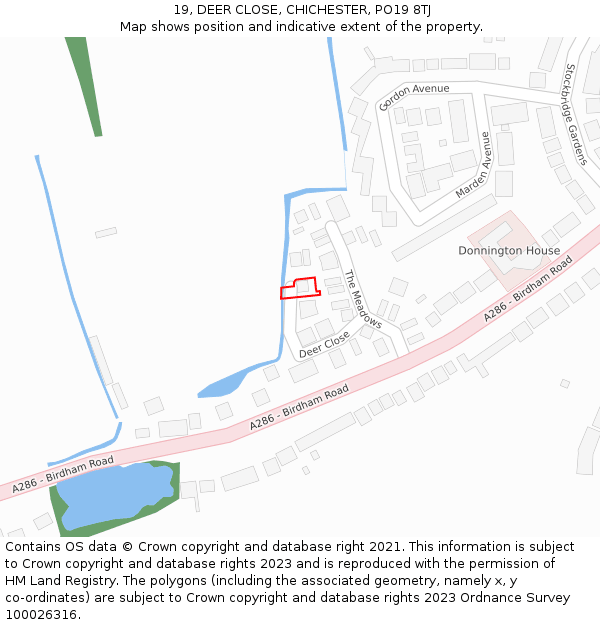 19, DEER CLOSE, CHICHESTER, PO19 8TJ: Location map and indicative extent of plot