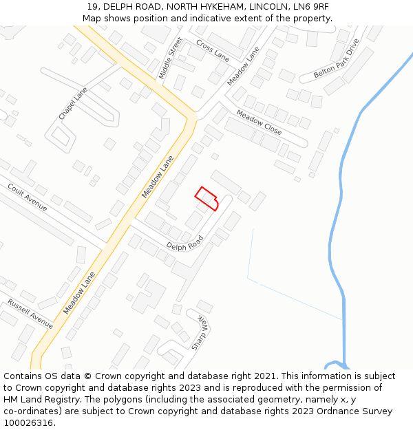 19, DELPH ROAD, NORTH HYKEHAM, LINCOLN, LN6 9RF: Location map and indicative extent of plot