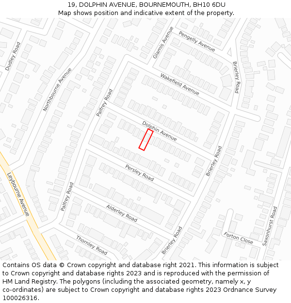 19, DOLPHIN AVENUE, BOURNEMOUTH, BH10 6DU: Location map and indicative extent of plot