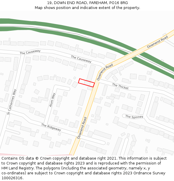 19, DOWN END ROAD, FAREHAM, PO16 8RG: Location map and indicative extent of plot