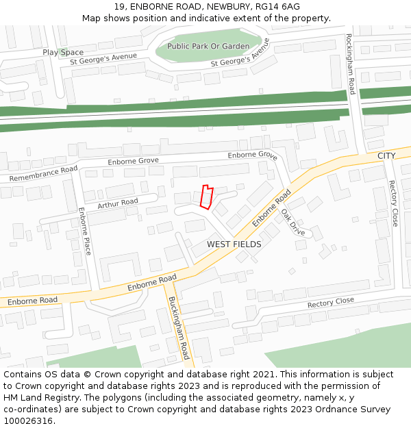 19, ENBORNE ROAD, NEWBURY, RG14 6AG: Location map and indicative extent of plot