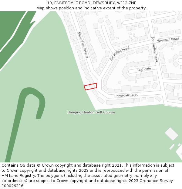 19, ENNERDALE ROAD, DEWSBURY, WF12 7NF: Location map and indicative extent of plot