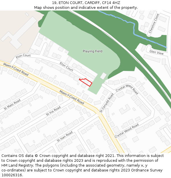 19, ETON COURT, CARDIFF, CF14 4HZ: Location map and indicative extent of plot
