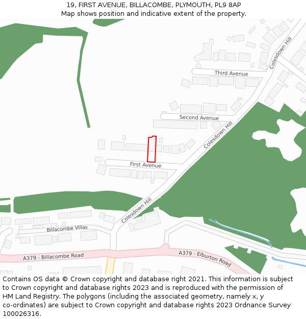 19, FIRST AVENUE, BILLACOMBE, PLYMOUTH, PL9 8AP: Location map and indicative extent of plot