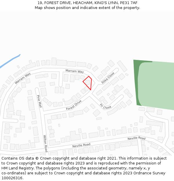 19, FOREST DRIVE, HEACHAM, KING'S LYNN, PE31 7AF: Location map and indicative extent of plot